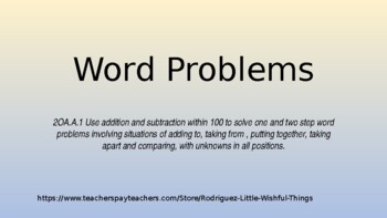 Preview of Word problems for with addition and subtraction