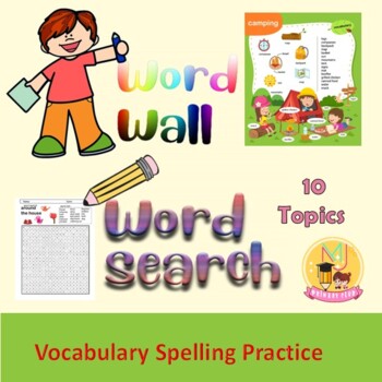 Preview of Word search Puzzle Vocabulary Spelling  Worksheet Activity and Word Wall
