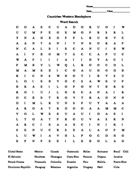 word search western hemisphere countries by kelli sheets tpt