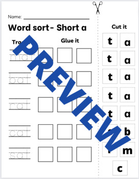Preview of Word sort -a, -ed, -i