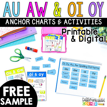 AU AW & OI OY Phonics Worksheets Diphthongs Printable