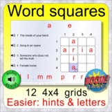 Word squares 4x4 with hints/letters BOOM distance learning