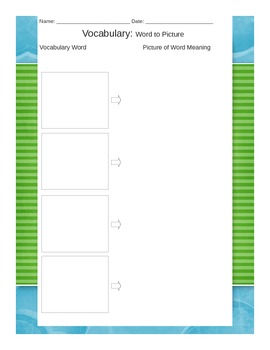 Preview of Word to Picture Vocabulary Graphic Organizer