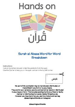 Preview of Word to Word Breakdown of Surah al Abasa