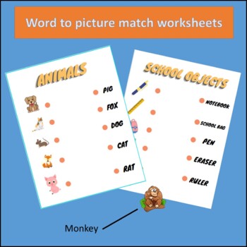 Preview of Word to picture match worksheets