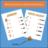 Word to picture match worksheets