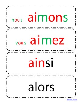 Word wall words for French Immersion Grade 3 to 5 (New Brunswick)