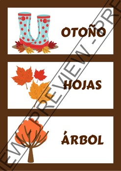 Preview of Word walls Autumn in Spanish - Carteles para la pared en español (Otoño)