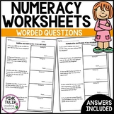 Worded Maths Problems - Worksheets