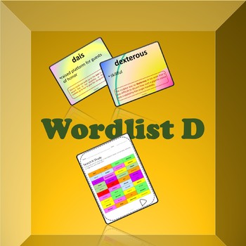Preview of Wordlist D (with sentences)