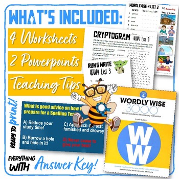 Preview of Wordly Wise 3000 Book 4 LESSON 3 Worksheets and Homework Bundle