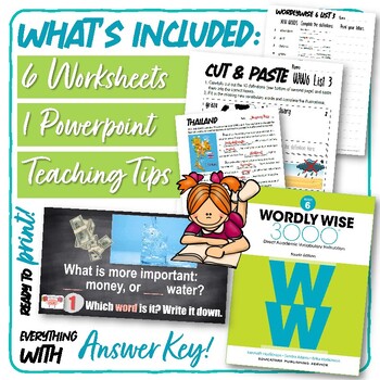 Preview of Wordly Wise 3000 Book 6 LESSON 3 Worksheets and Homework Bundle