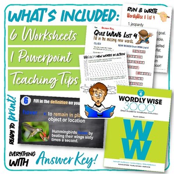 Preview of Wordly Wise 3000 Book 6 LESSON 4 Worksheets and Homework Bundle