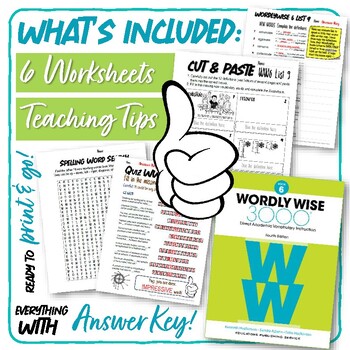 Preview of Wordly Wise 3000 Book 6 LESSON 9 Worksheets and Homework Bundle