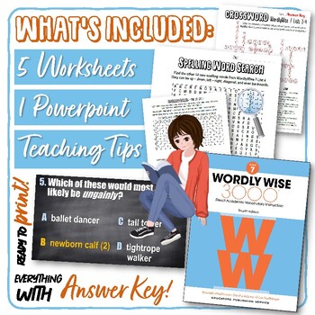 Preview of Wordly Wise 3000 Book 7 LESSON 4 Worksheets and Homework Bundle