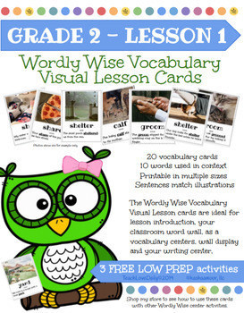 Preview of Wordly Wise Book 2, Lesson 1 Vocabulary Visual Lesson Cards