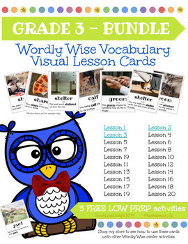 Preview of Wordly Wise Book 3 Lesson 1-7 Vocabulary Visual Lesson Cards