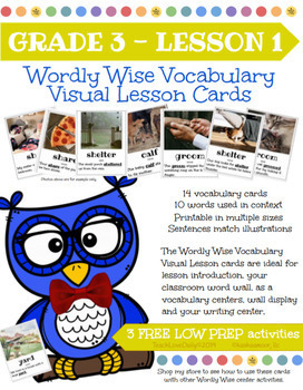 Preview of Wordly Wise Book 3, Lesson 1 Vocabulary Visual Lesson Cards