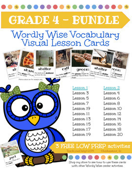 Preview of Wordly Wise Book 4, Lesson 1-2 Vocabulary Visual Lesson Cards