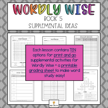 Preview of Wordly Wise | Book 5 | Print & Go Supplemental Activities | Lessons 1 - 20