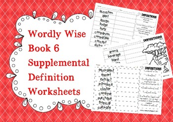 Preview of Wordly Wise Book 6 Definition Supplements