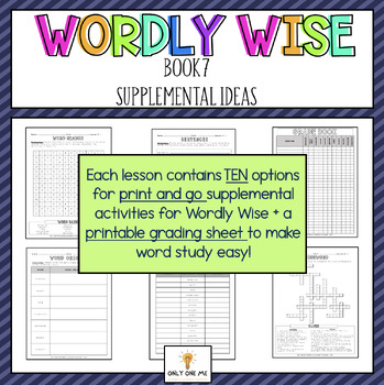 Preview of Wordly Wise | Book 7 | Print & Go Supplemental Activities | Lessons 1 - 20