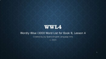 Preview of Wordly Wise, Book 8, Lesson 4, PowerPoint