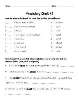 Wordly Wise Lesson 5 Quiz & Answer Key by Shana Keane | TpT