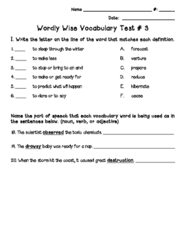 Wordly Wise 3000, Lesson 3 Quiz & Answer Key by Shana ...