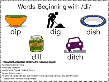 Preview of Words Beginning with D and short /i/ Everything Phonics!