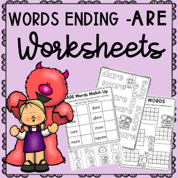 Preview of Words Ending  with ARE Worksheets