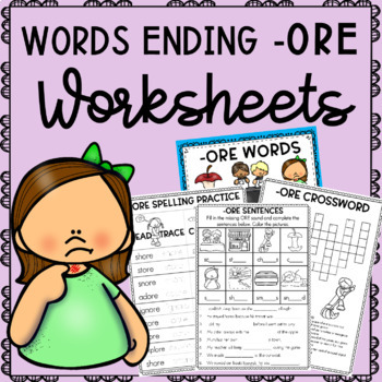 Preview of Words Ending  with ORE Worksheets