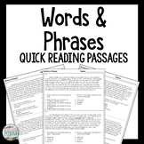 Words & Phrases Reading Comprehension Passages and Questio