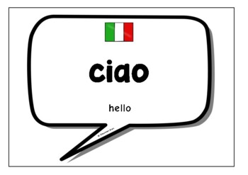 Preview of Words & Phrases in Italian | Speech Bubble Poster Set/Flash Cards