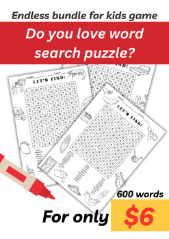 Preview of Words Serch Puzzle : Long Live Bundle 600 words Worksheet activities