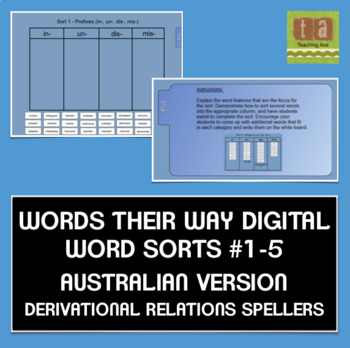 Preview of Words Their Way Digital Sorts #1-5 AUSTRALIAN Derivational Relations FREE