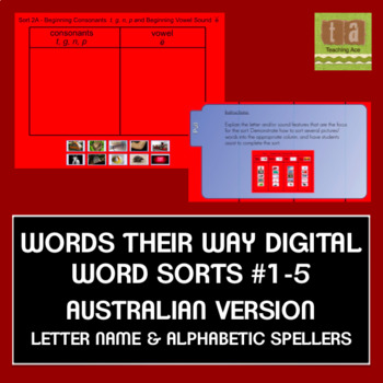 Preview of Words Their Way Digital Sorts #1-5 Letter Name/Alphabetic AUSTRALIAN FREE