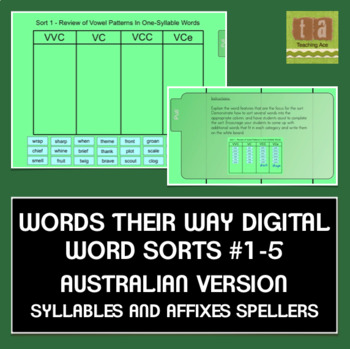 Preview of Words Their Way Digital Sorts #1-5 AUSTRALIAN Syllables & Affixes FREE