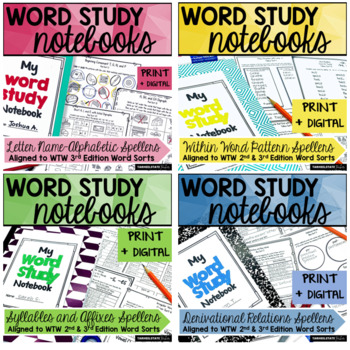 Preview of Words Their Way Activities Printable Notebooks w Digital Google Slides