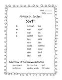 Words Their Way Alphabetic Spellers Sorts 1 - 5