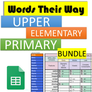 Preview of Words Their Way Inventory Auto Scoring 3 Spreadsheet Bundle (Google Sheets)