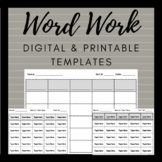 Word Work Blank Word Sort Template EDITABLE Digital & Printable