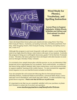 Preview of Words Their Way:  Complete Derivational Relations Stage Lesson Plans