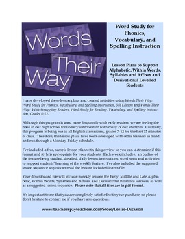 Preview of Words Their Way:  Complete Program Lesson Plans (4 Stages)