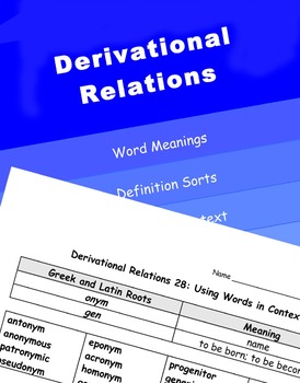 Preview of Words Their Way Derivational Relations Activities (All 38)