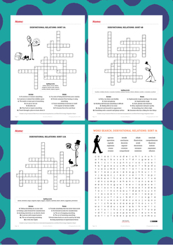 Preview of Words Their Way Derivational Relations Spelling Crosswords & Word Searches 1-30