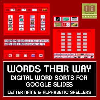 Preview of Words Their Way Digital Spelling Sorts Google Slides - Letter Name & Alphabetic