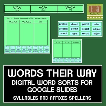 Preview of Words Their Way Digital Spelling Sorts Google Slides - Syllables and Affixes