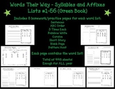Words Their Way Homework - Syllables and Affixes #1-56 (Green Book)