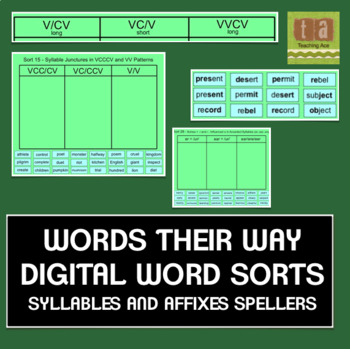 Preview of Words Their Way Digital Spelling Sorts - Syllables & Affixes